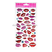 3D glitter puffy sticker for Lipstick